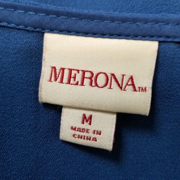 Merona-Women's Career Casual Blue A-Line Sheath Cap Sleeves Knee Length Size M - Picture 5 of 7